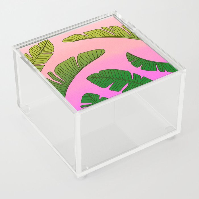 Banana Leaves Palm tree Summer Tropical Pattern Acrylic Box