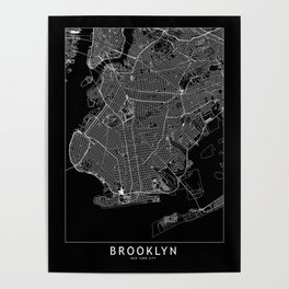 Brooklyn Black Map Poster