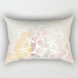 Lotus white mandala on pink Rectangular Pillow