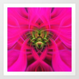 Poinsettia Princettia Dark Pink Twirl Symmetrical Art Print