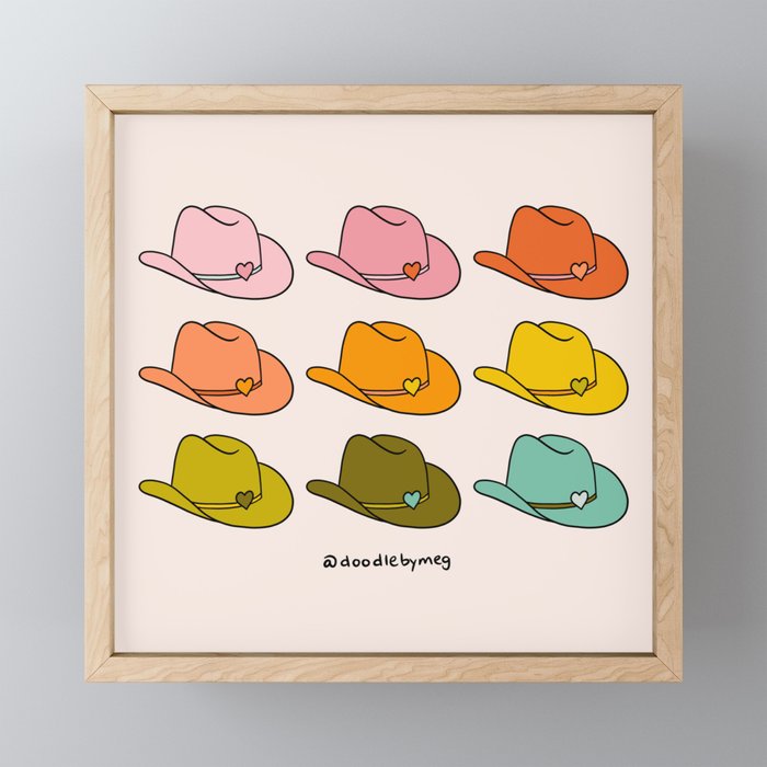 Rainbow Cowboy Hats Framed Mini Art Print