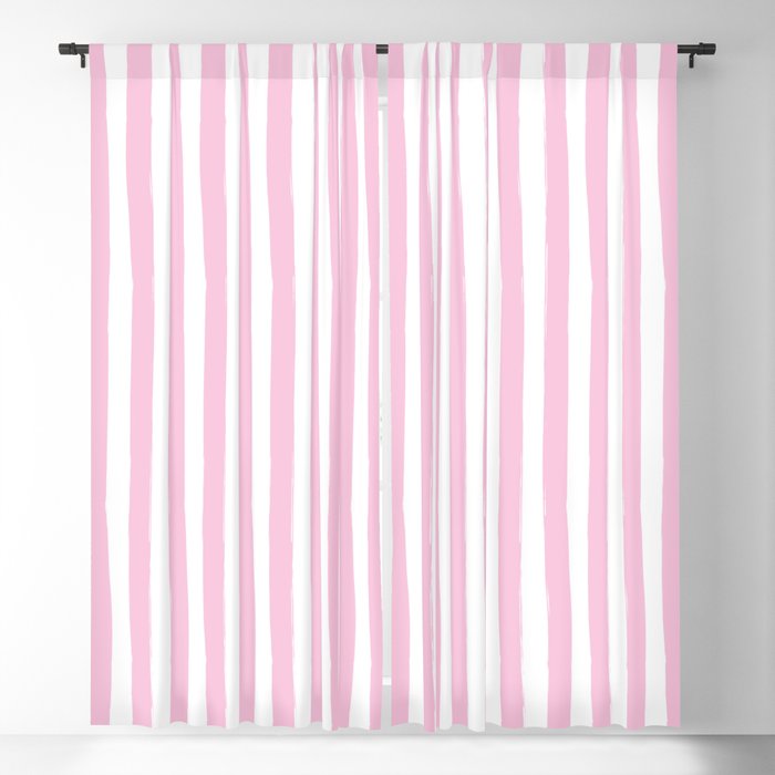 Pink and White Cabana Stripes Palm Beach Preppy Blackout Curtain