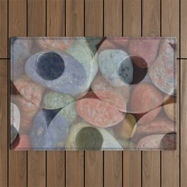 Rock and Roll Colorful Toilet Paper Roll Design Filled with Rocks Outdoor Rug