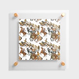 Running horses seamless pattern. American cowboy. Wild west. watercolor tribal texture. Equestrian illustration Floating Acrylic Print