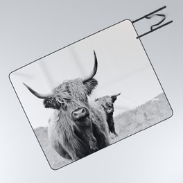 Scottish Cow Highlands Long Horns Longhaired Picnic Blanket