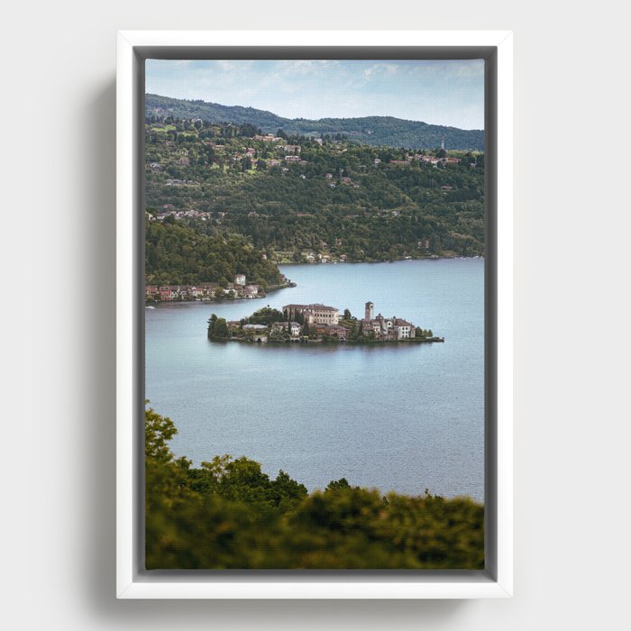 Lago d'Orta - small island on a italian lake Framed Canvas