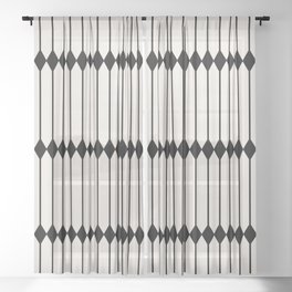 Minimal Geometric Pattern - Black Sheer Curtain