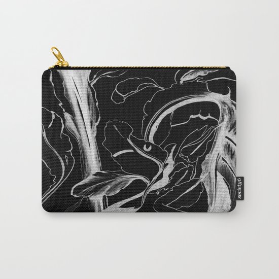 Plant in Blue Marker - Leaf of Life Miracle Leaf - White on Black Carry-All Pouch