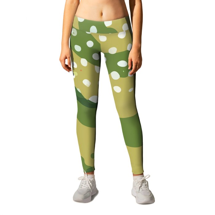 Abstract Modern Contemporary Monochromatic Dotted Background in Grass Green Color GC-118-8 Leggings