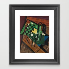 The Checkerboard Juan Gris - Cubism Art Reproduction Green And Brown Framed Art Print