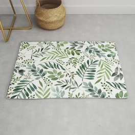 Botanical leaves -Watercolor   Area & Throw Rug