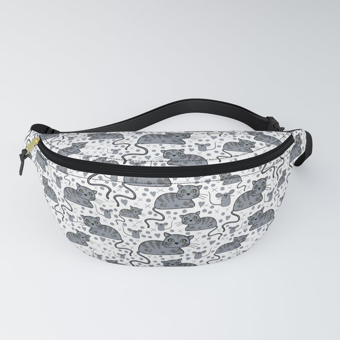 Cute Tabby cat and mouse pattern Fanny Pack