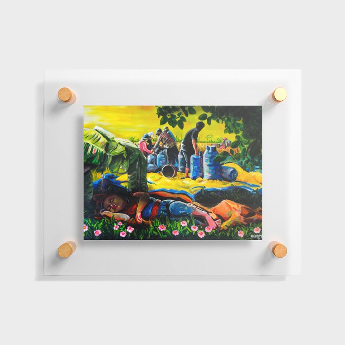 A Peaceful Nap, Countryside Acrylic Canvas Painting, Rural Life, Art Print Floating Acrylic Print