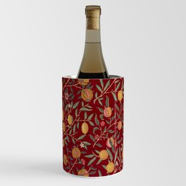 William Morris Vintage Pomegranate Fruit Red Madder Bayleaf Pattern Wine Chiller