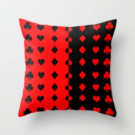 Deck symbols - Harlequin - red and black Throw Pillow