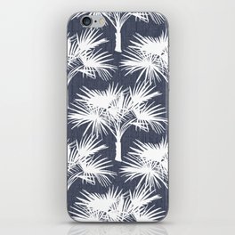 70’s Tropical Palm Trees White on Navy iPhone Skin