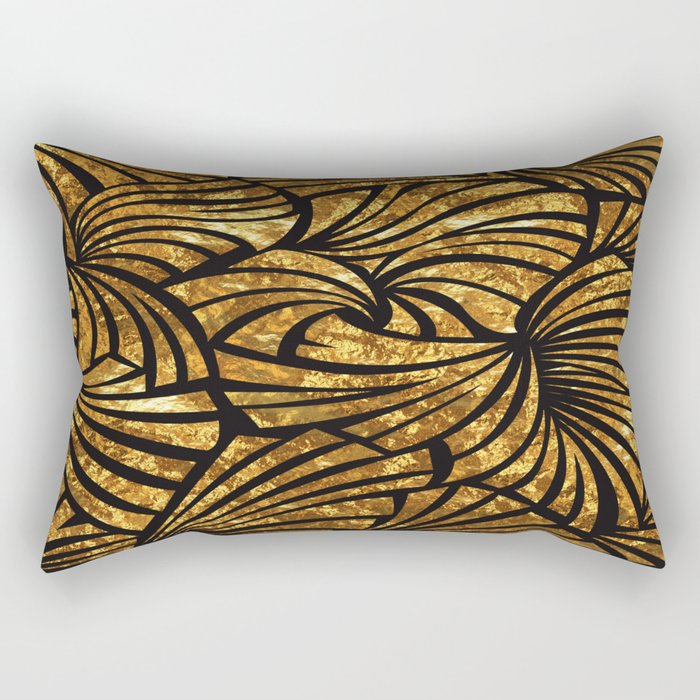 Floral Essence in Gold Rectangular Pillow
