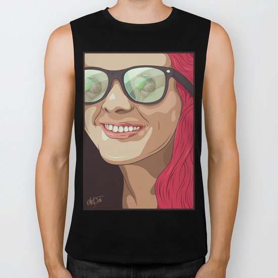 Girl with glasses Biker Tank