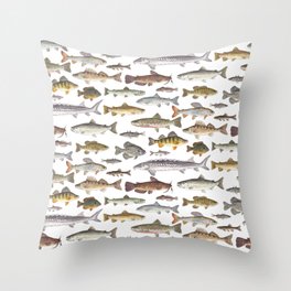 Northwest Freshwater Fish Throw Pillow