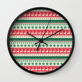 Christmas Pattern Knitted Stitch Deer Snowflake Wall Clock