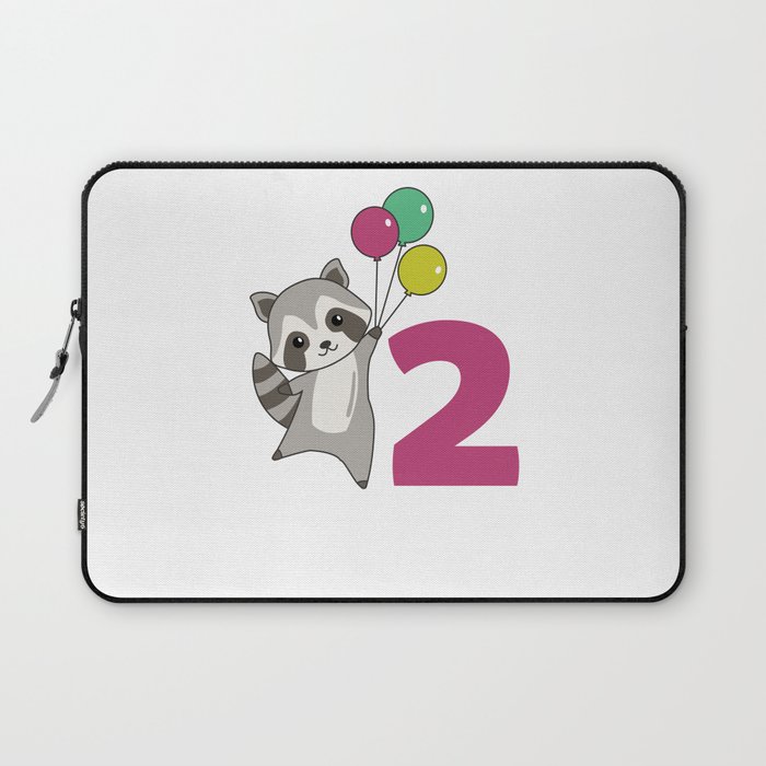 Raccoon Second Birthday Balloons For Kids Laptop Sleeve