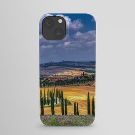 Cypress trees and meadow with typical tuscan house iPhone Case