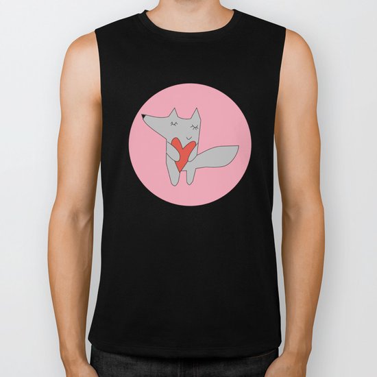 Fox in love pink Biker Tank