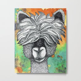 Llama with the Good Hair Metal Print