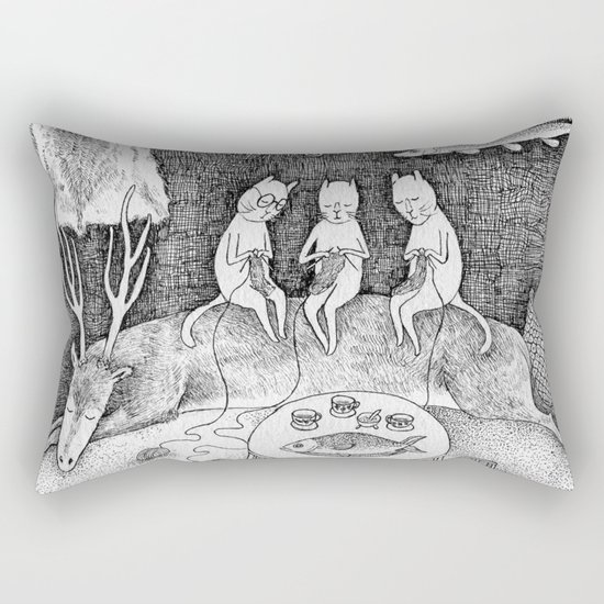 Knitting Cats Rectangular Pillow