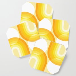 Mid Century Modern Geometric 97 in Mustard Yellow Shades (Sun and Rainbow Abstract) Coaster