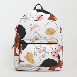 Seamless pattern with beautiful afro women in a flat and line art style. Backpack