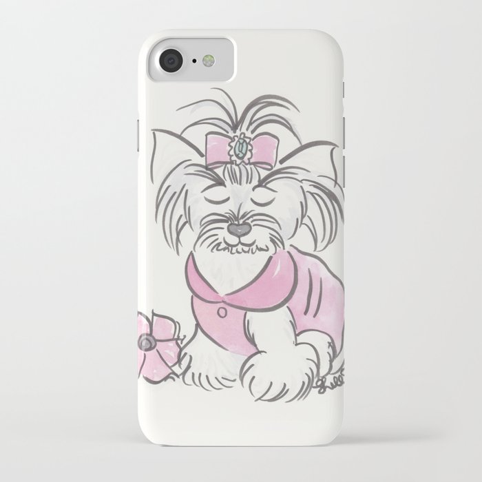 Morkie Fluffy Dog Beatrice Pretty in Pink iPhone Case