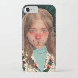 THE SECRET - DIGITAL PAINTING SAD GIRL PLANTS BUTTERFLY CRYING CRY PATTERN FEMININE LOVE COLLEGE iPhone Case