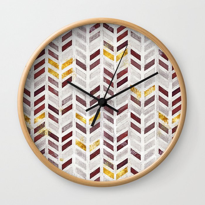Modern Herringbone Chevron Pattern Painting Wall Clock By Tanjica
