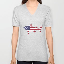 Shark "American Flag" Unisex V-Neck