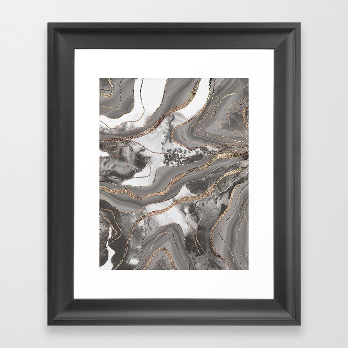Liquid Marble Agate Glitter Glam #3 (Faux Glitter) #decor #art #society6 Framed Art Print