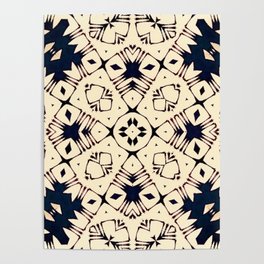 Vintage Lace / abstract geometric pattern black white symmetrical  Poster