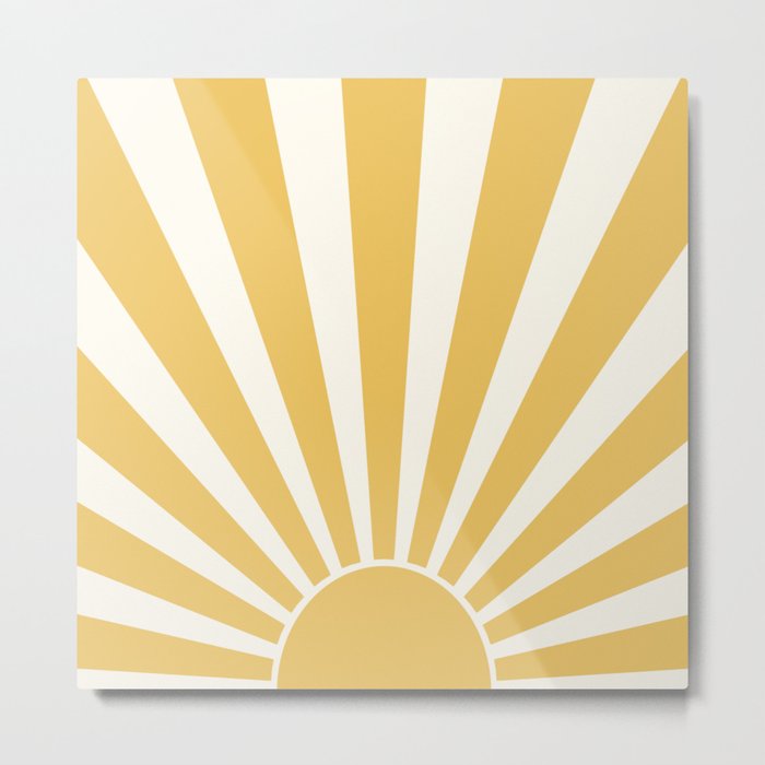 Yellow retro Sun design Metal Print