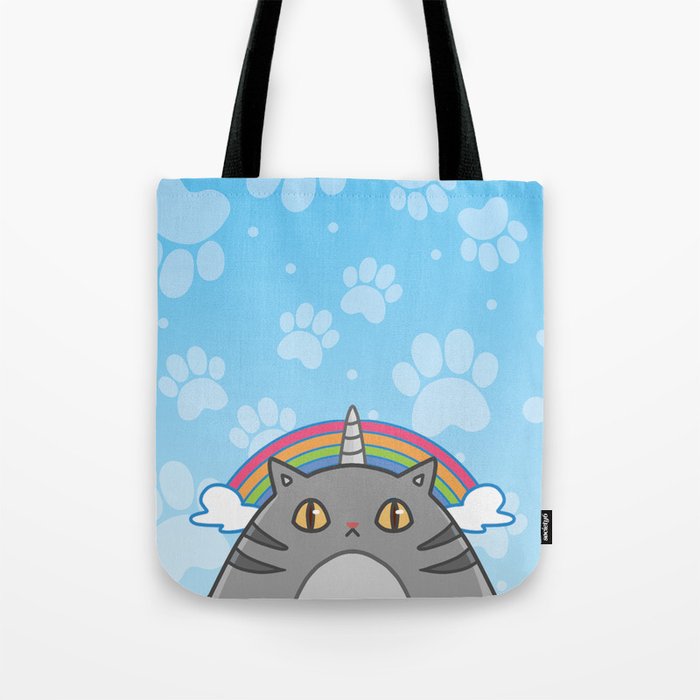 Unicorn Rainbow Cat Tote Bag