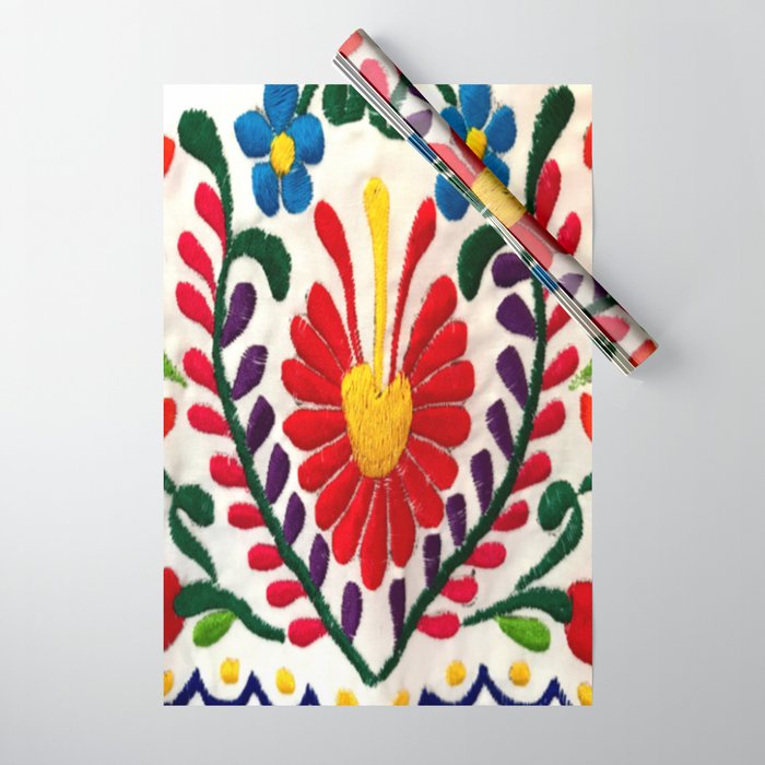 Red Mexican Flower Wrapping Paper