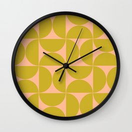 Mid-Century Modern Pattern No.66 - Peach Fuzz and Mango Mint Wall Clock