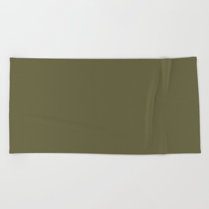Dark Green-Brown Solid Color Pantone Sphagnum 18-0529 TCX Shades of Green Hues Beach Towel