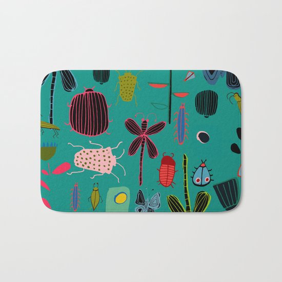 bugs and insects green Bath Mat