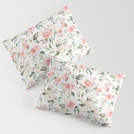Sunny Floral Pastel Pink Watercolor Flower Pattern Pillow Sham