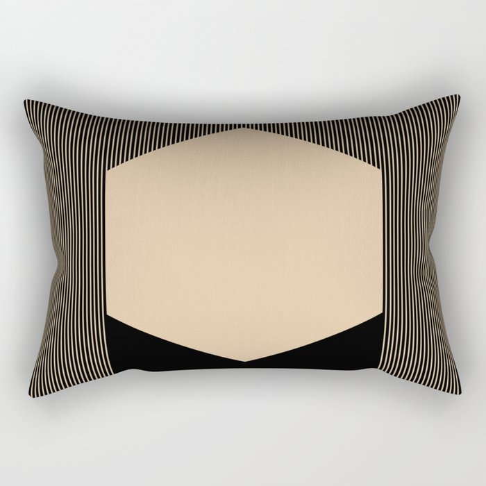 Beige Hex Rectangular Pillow