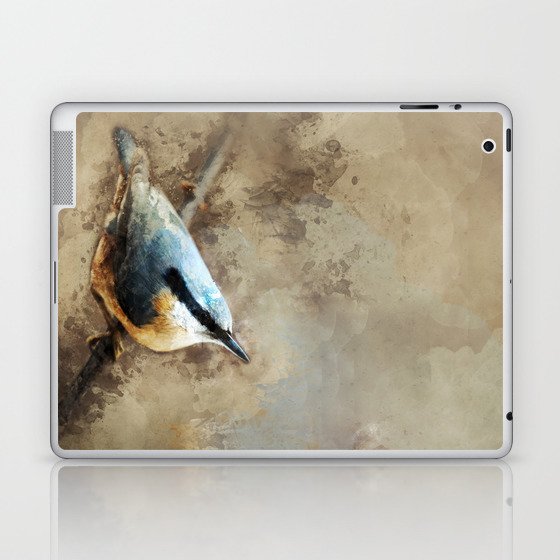 Nuthatch on the branch - digital artwork Laptop & iPad Skin