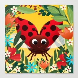Happy Ladybird Ladybug Beetle Canvas Print