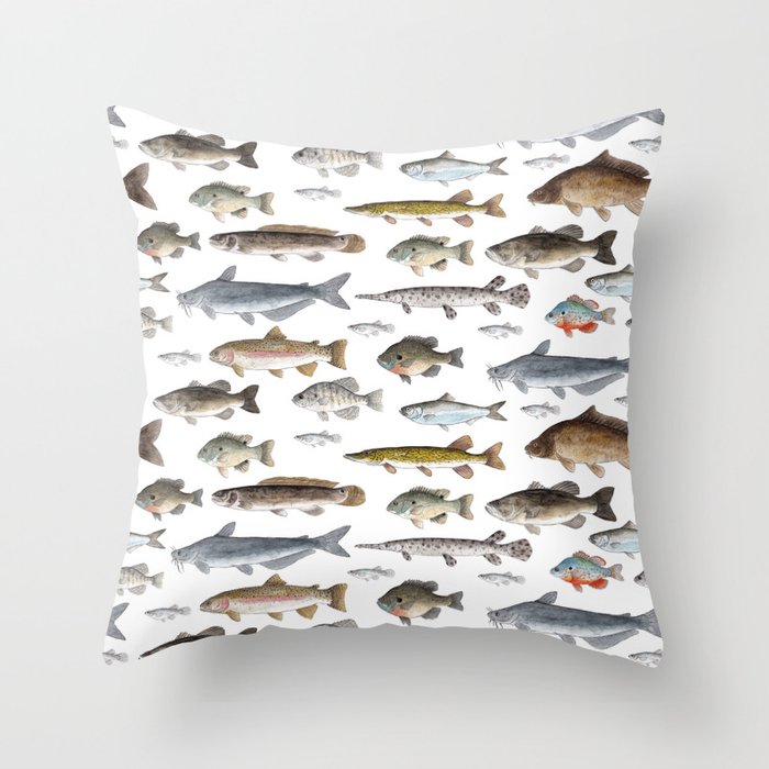 A Few Freshwater Fish Throw Pillow