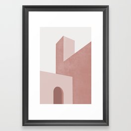 Pink building in Marrakech, Morocco || Painting, illustration, wanderlust, travel art print Framed Art Print