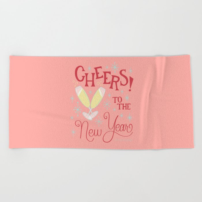 Cheers to the New Year Vintage Beach Towel